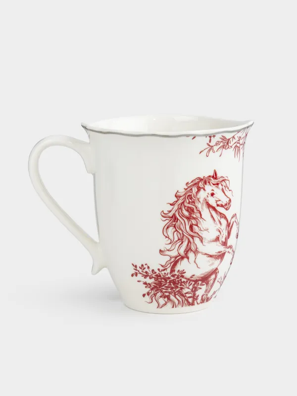 Кружка, 360 мл, фарфор N, белая, с серебристым кантом, Лошадь, Kairon horse, image-1