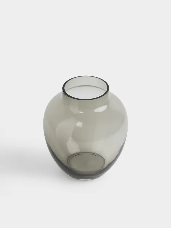 Ваза для цветов, 23 см, стекло, серая, Clear grey, image-1