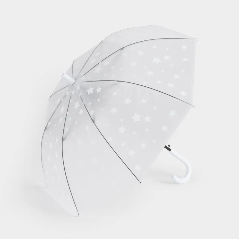 Зонт-трость, 70 см, детский, полиоксиэтилен, прозрачный, Звезды, Aspen
