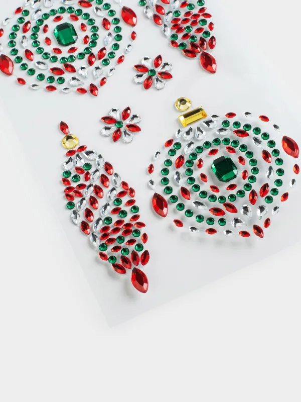 Набор наклеек, 9х17 см, одноразовые, ПВХ, Елочные игрушки, Christmas decal, image-1