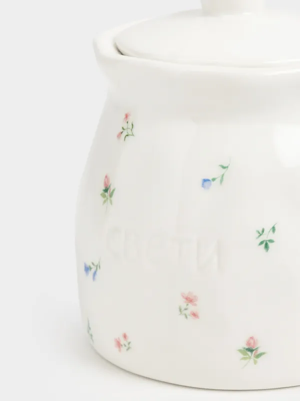 Сахарница, 340 мл, с ложкой, Нежные цветы, El flora, image-1