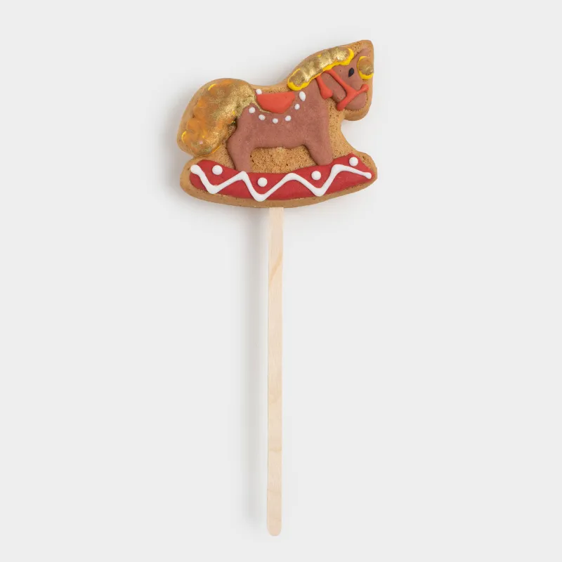 Пряник, 40 гр, глазированный, медовый, на палочке, коричневый, Лошадка, Prani