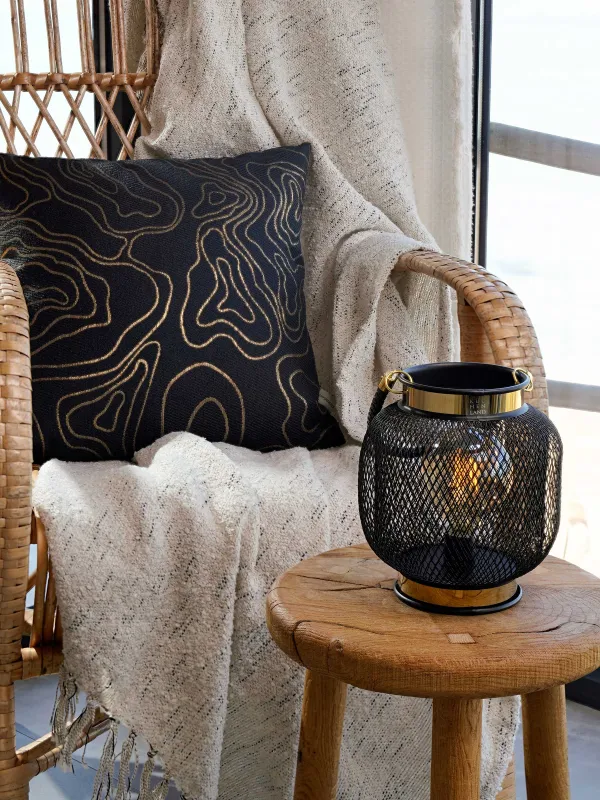 Светильник декоративный, 20 см, с ручкой, металл/пластик, черно-золотистый, Сетка, Twist black, image-5