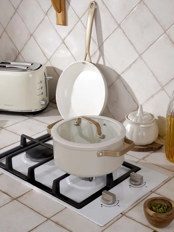 Кастрюля, 24 см, 5,5 л, с крышкой, с покрытием, алюминий, молочная, Piatto gold, image-7