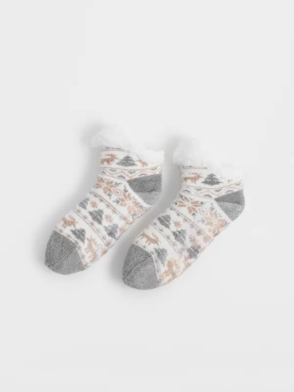 Носки домашние, молочные, Hot winter, image-0