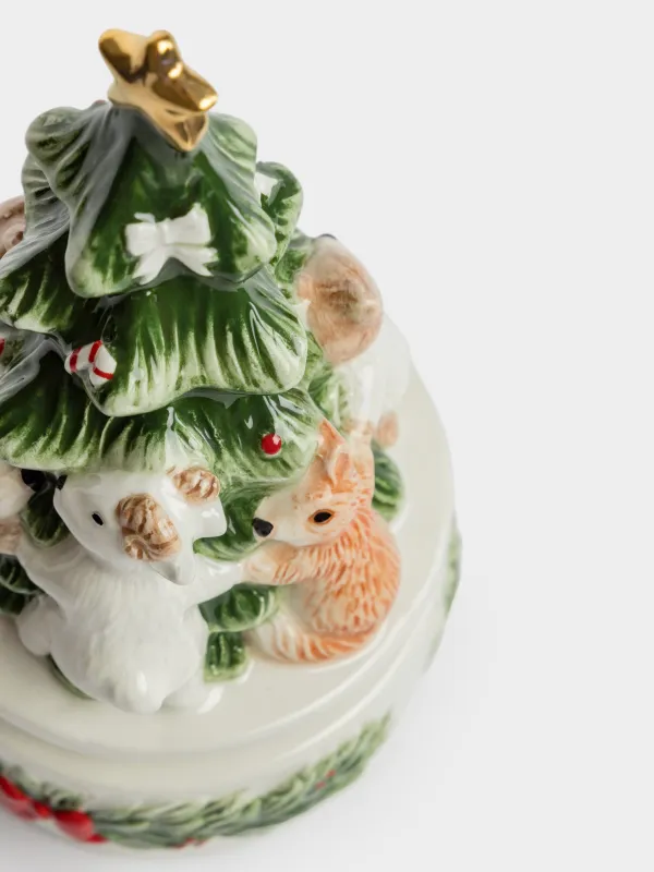 Статуэтка музыкальная, 18 см, заводная, Животные у елки, Christmas friends, image-3