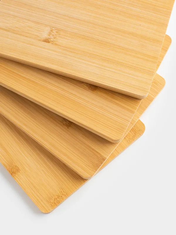 Доска разделочная, 22x14 см, 4 шт, на подставке, бамбук/сталь, прямоугольная, Bamboo, image-2
