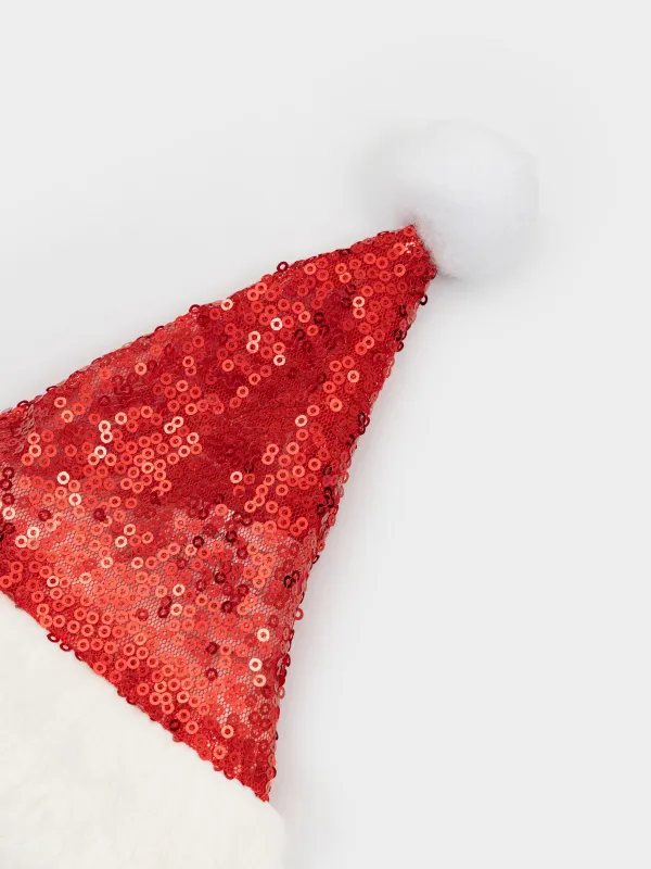 Шапка карнавальная для животных, 35 см, полиэстер, красная, Санта с бородой, Christmas pet, image-3