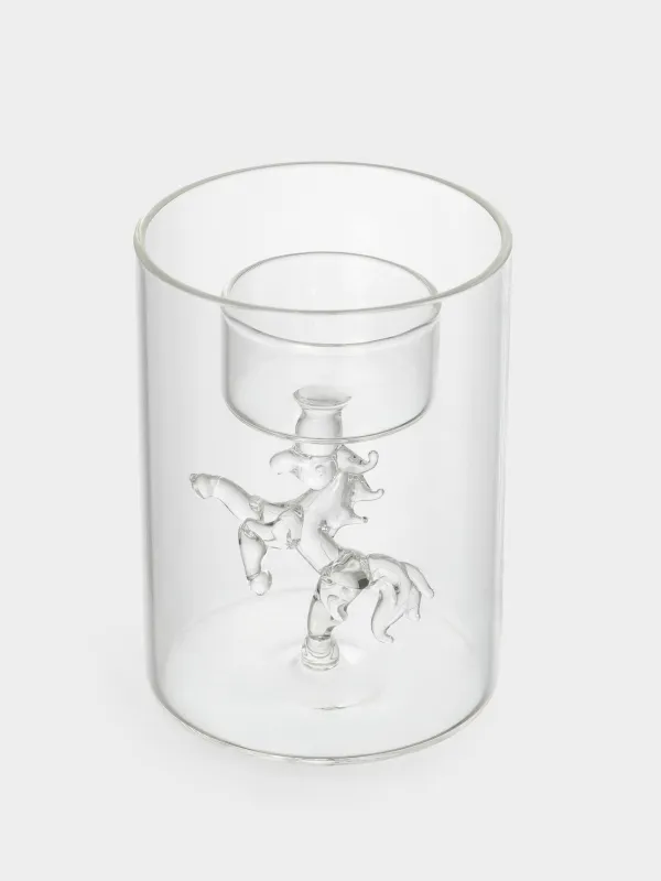 Подсвечник, 11 см, для чайной свечи, стекло Б, Конь, Decor candle, image-1