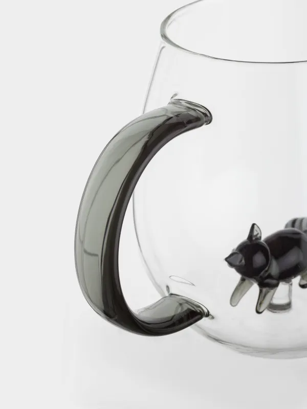 Кружка, 440 мл, стекло Б, черная ручка, Енот, Shape, image-3