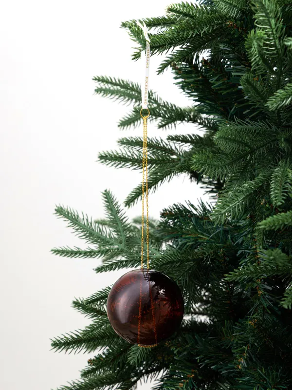 Игрушка елочная, 8х23 см, стекло/металл, коричневая, Шар на цепи, Ball christmas, image-2