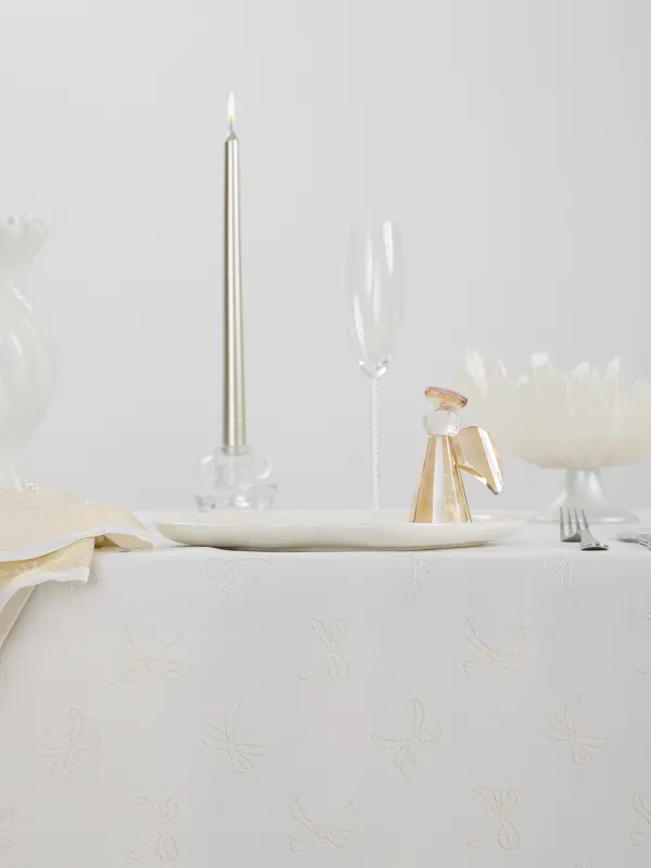 Скатерть, 160х160 см, жаккард, полиэстер, молочная, Банты, Jacquard bow, image-3