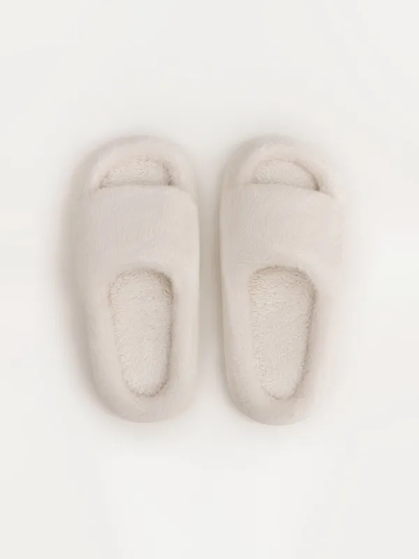 Тапочки женские, домашние, искусственный мех, молочные, Hotty, image-1