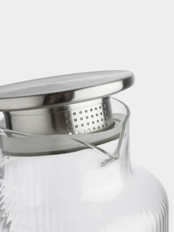 Кувшин, 1,7 л, с крышкой-фильтром, стекло Б/сталь, Ribby, image-4