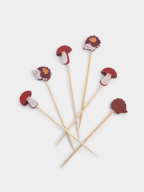 Шпажка для канапе, 9 см, 20 шт, бамбук, коричневая, Еж/Гриб, Elegant details, image-2