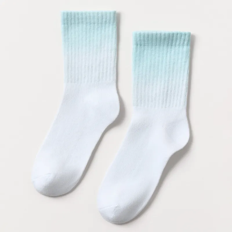 Носки детские, хлопок/полиэстер, ментолово-белые, Градиент, Rib gradient