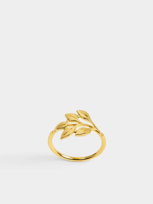 Кольцо для салфеток, 5 см, металл, золотистое, Листья, Print, image-1