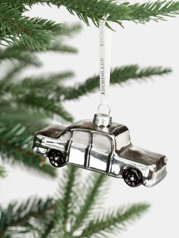 Игрушка елочная, 10х4 см, стекло, с блестками, серебристая, Машина, Figure christmas, image-4