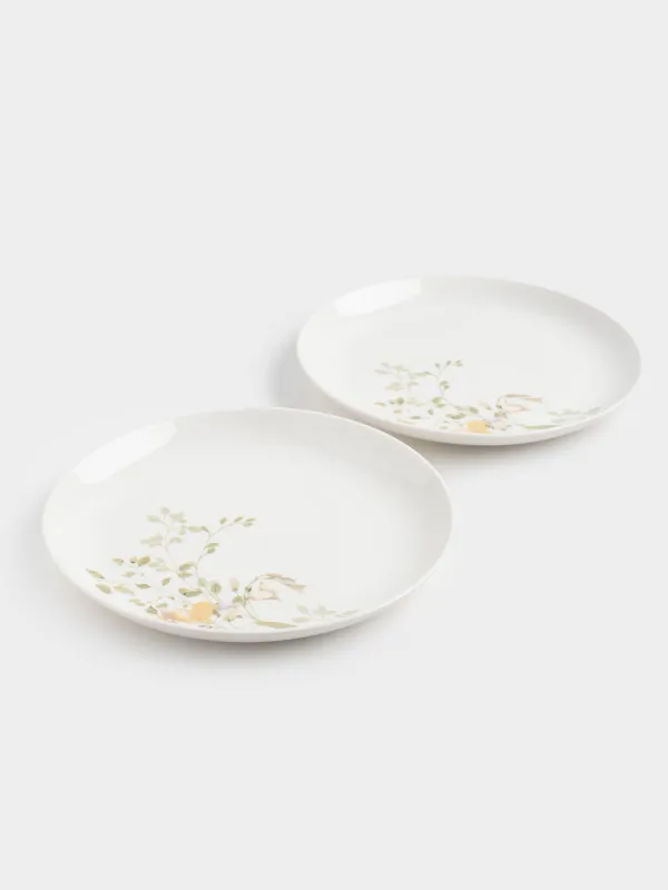 Тарелка закусочная, 21 см, 2 шт, фарфор N, белая, Цветы и листья, Floreale, image-5
