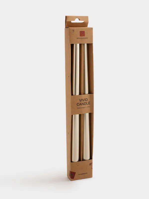 Свеча, 30 см, 2 шт, тонкая, золотистая, Vivid candle, image-3