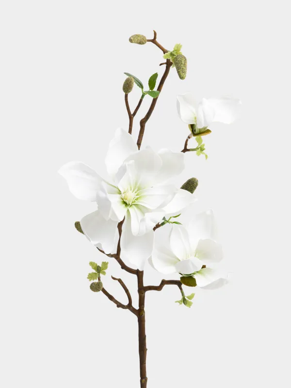 Ветка декоративная, 90 см, полиуретан, Белая магнолия, Magnolia, image-1