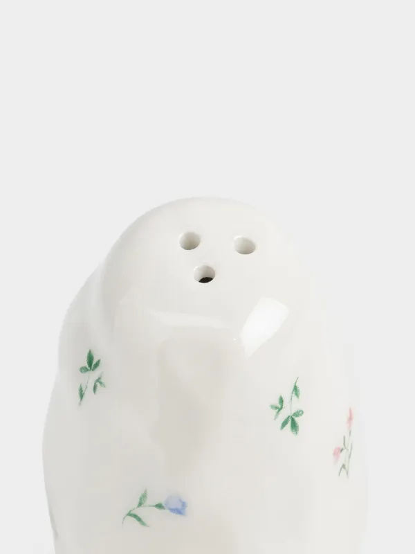 Емкость для соли или перца, 8 см, керамика D, молочная, Нежные цветы, El flora, image-1