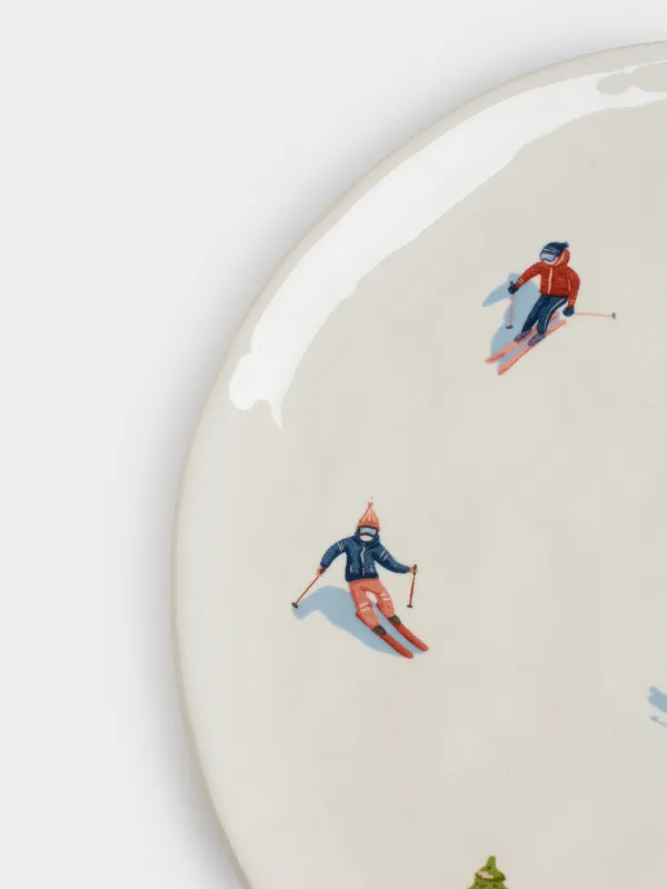 Блюдо, 24 см, керамика, белое, Лыжники, Skiers, image-3