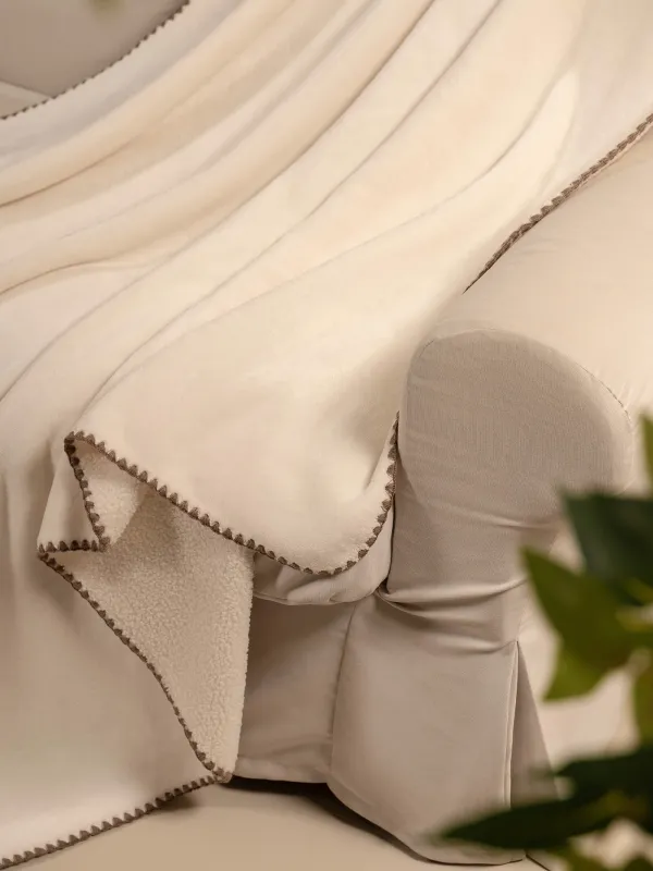 Плед, 130х170 см, двусторонний, букле/фланель, молочный, Curly, image-3