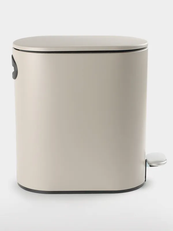 Емкость для мусора, 5 л, с педалью, сталь/пластик, бежево-серая, Giza, image-1
