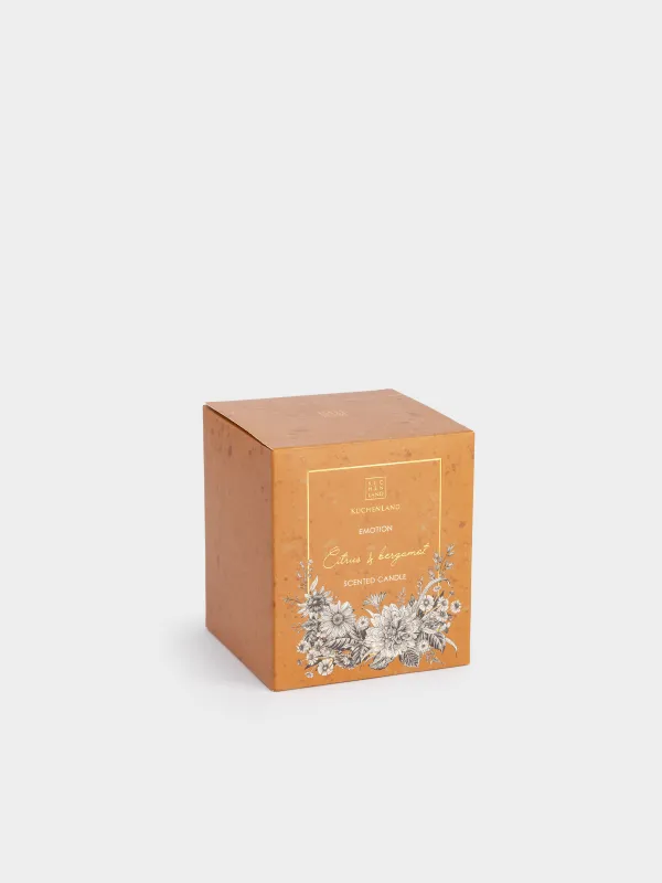 Свеча ароматическая, 9 см, в подсвечнике, стекло, янтарная, Citrus and Bergamot, Emotion, image-3
