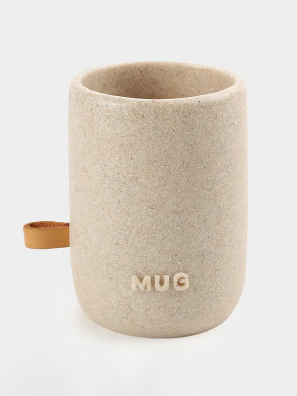 Стакан для ванной комнаты, 10 см, полирезин, бежевый, в крапинку, Dune, image-0