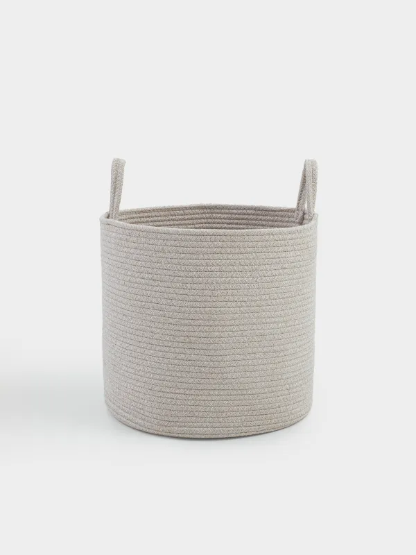 Сумка для хранения белья, 38х36 см, с ручками, хлопок/полиэстер, круглая, молочная, Tote, image-0