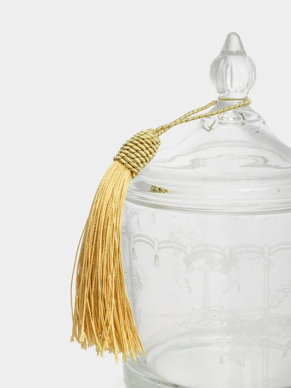 Емкость для хранения, 10х15 см, 500 мл, с кисточкой, стекло, Лошади, Clear pattern, image-1