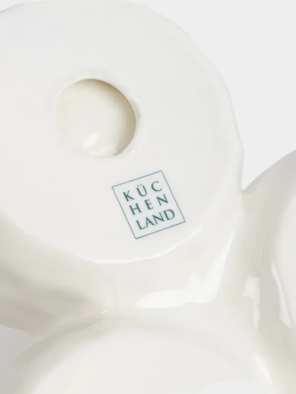 Менажница, с декором, 17 см, 3 отд, фарфор P/металл, молочная, Конь, Horse silver, image-4