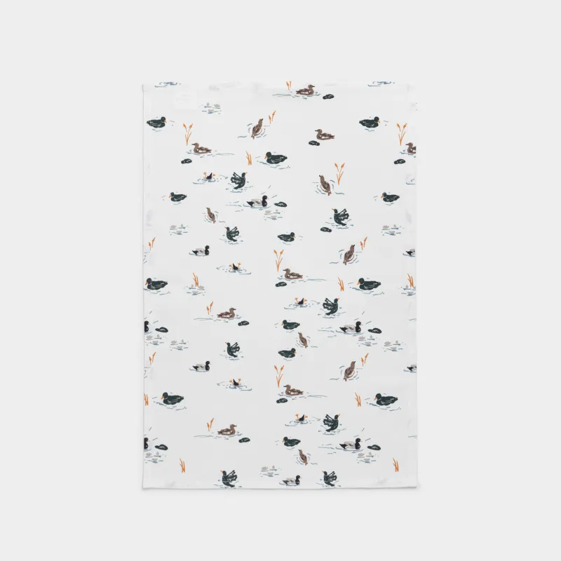 Полотенце кухонное, молочное, Ducks in pond