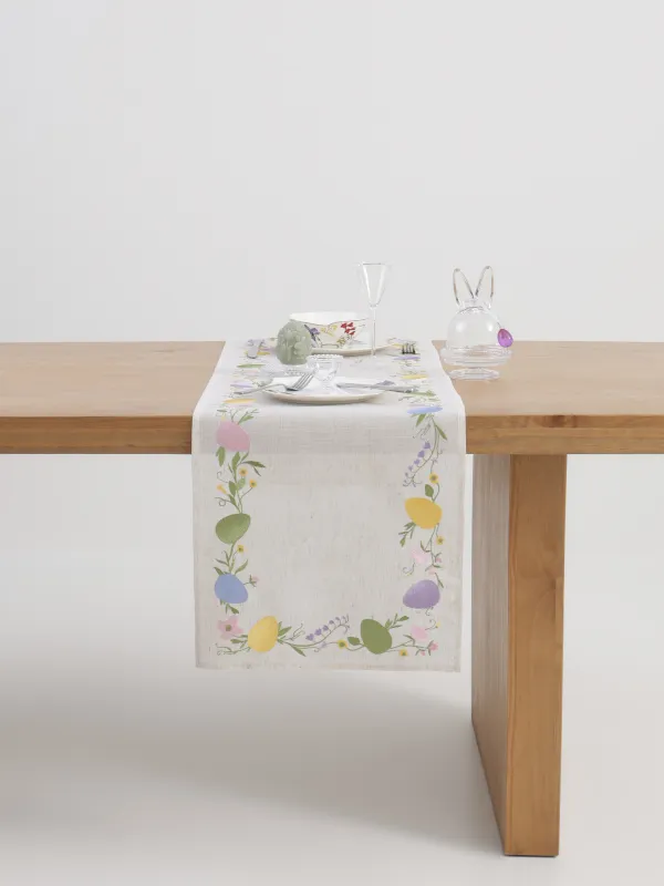 Дорожка настольная, 40х160 см, полиэстер/лен, бежевая, Пасхальные яйца, Easter, image-2