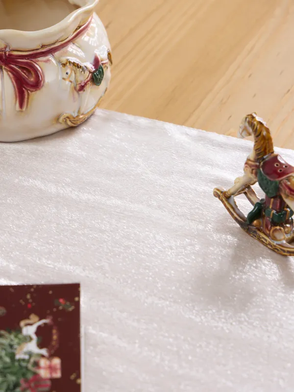 Дорожка настольная, 40х160 см, бархат, бежевая, Winter Antarctica, image-4