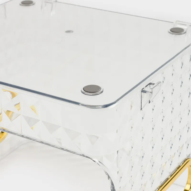 Органайзер для косметики, 12х12 см, с золотистыми ручками, пластик, Kandy, image-2