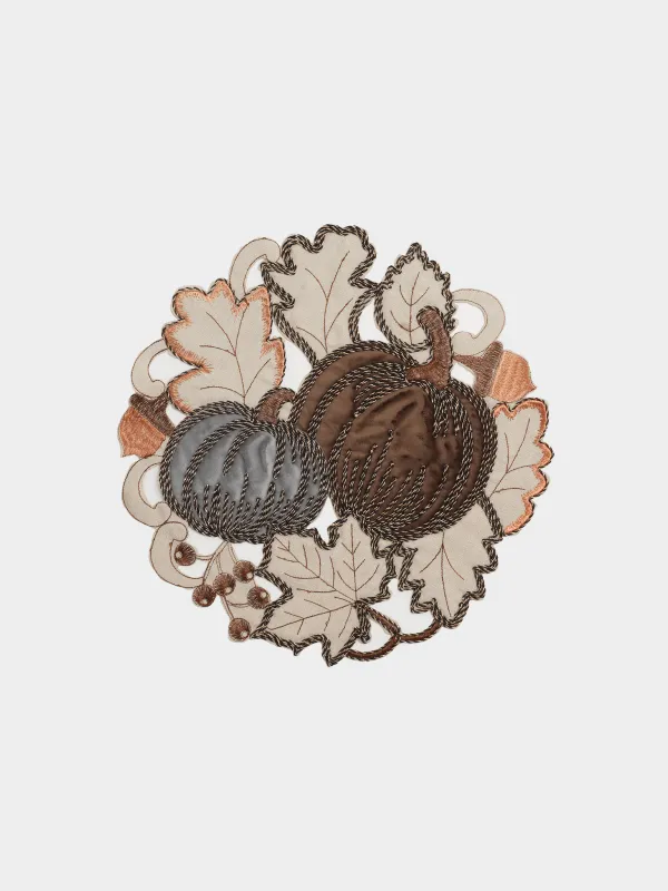 Салфетка под приборы, 38х38 см, Тыквы в листьях, Autumn pumpkin, image-0