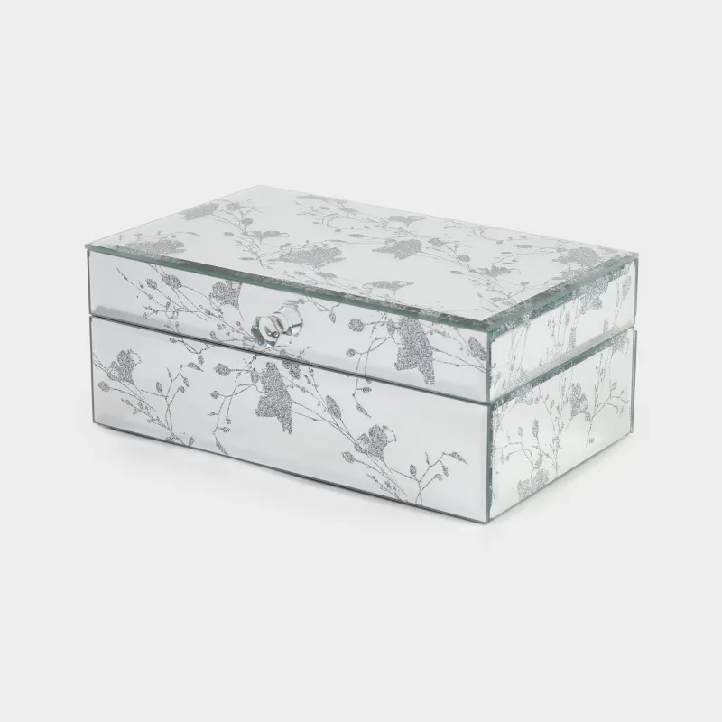 Шкатулка для украшений, 21x13 см, стекло, зеркальная, Ветви, Glossy, image-0