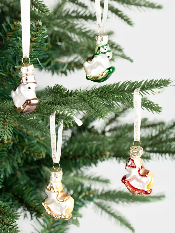 Набор елочных игрушек, 4 см, 4 шт, стекло, с блестками, Лошадки, Figure christmas, image-3