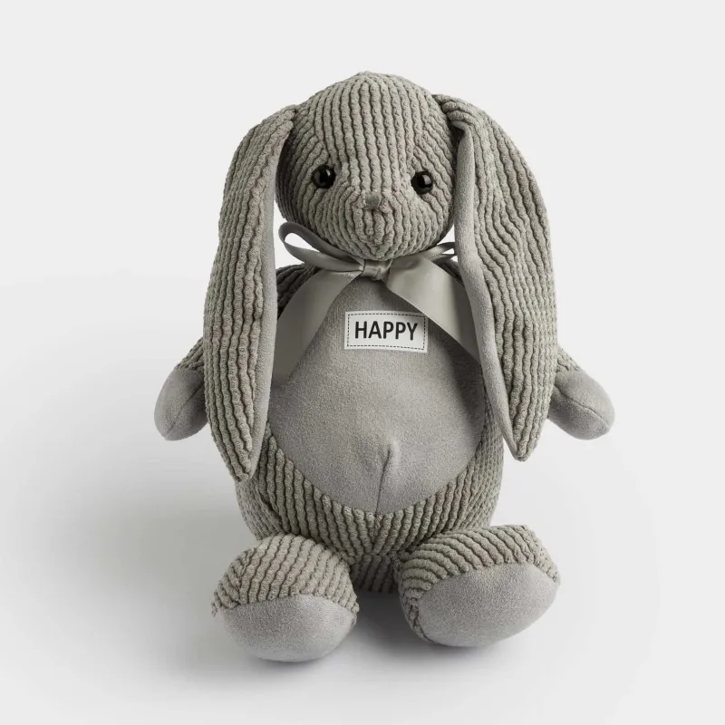 Игрушка, 21 см, мягкая, полиэстер, серая, Зайка с бантиком, Rabbit, image-0