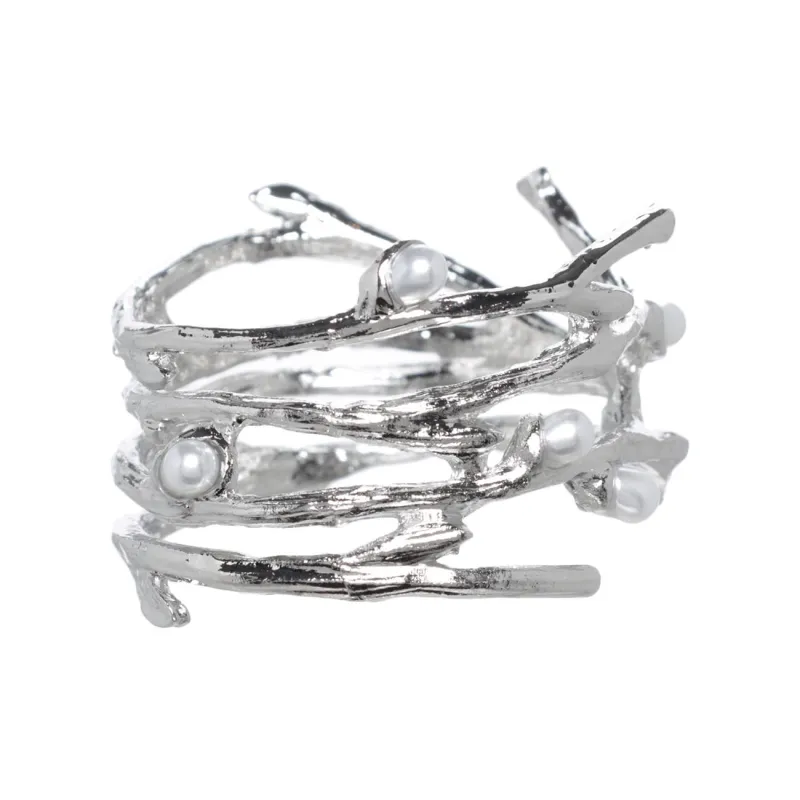 Кольцо для салфеток, 4 см, металл/пластик, серебристое, Жемчужины, Pearl, image-2