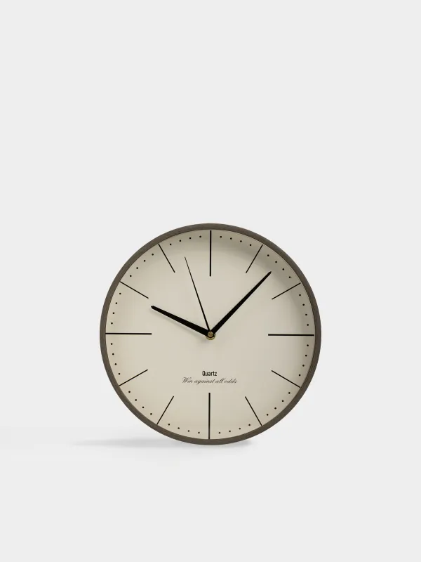 Часы настенные, 30 см, пластик/стекло, круглые, серо-бежевые, Dial, image-0