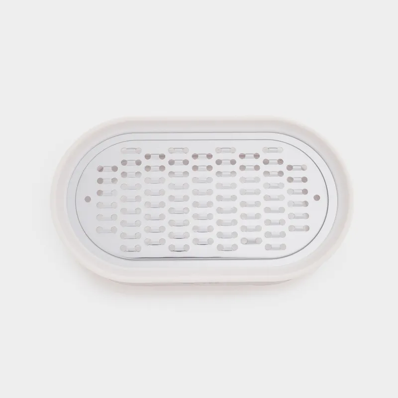 Терка, 14x8 см, с контейнером, сталь/пластик, молочная, Soft kitchen