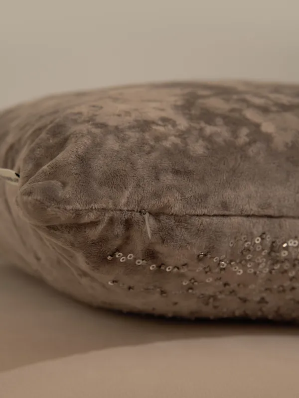 Подушка декоративная, 45х45 см, вельвет/бисер, серебристая, Sparkly, image-6