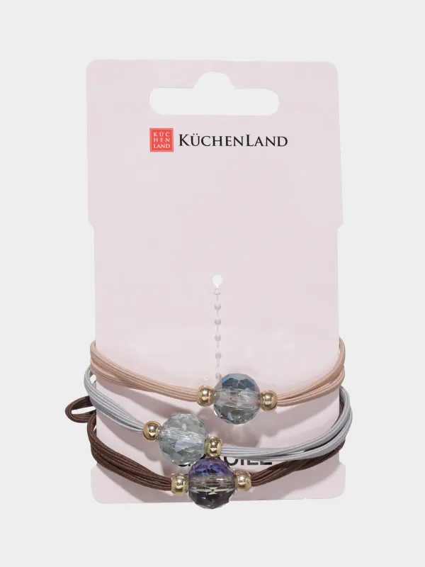 Резинка для волос, 4 см, 3 шт, пластик, цветная, Стеклярус, Gracile, image-4