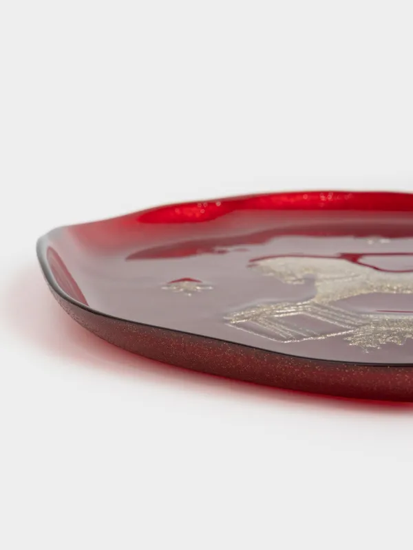 Блюдо, 28х2 см, стекло, бордовое, Лошадка, Brumal, image-4