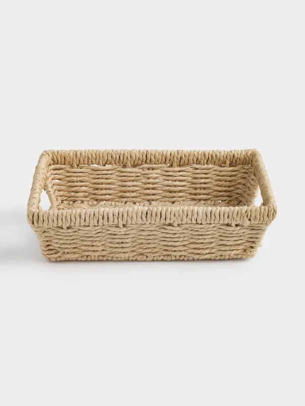 Корзина для хранения, 26х18 см, плетеная, с ручками, целлюлоза, прямоугольная, Braided, image-1