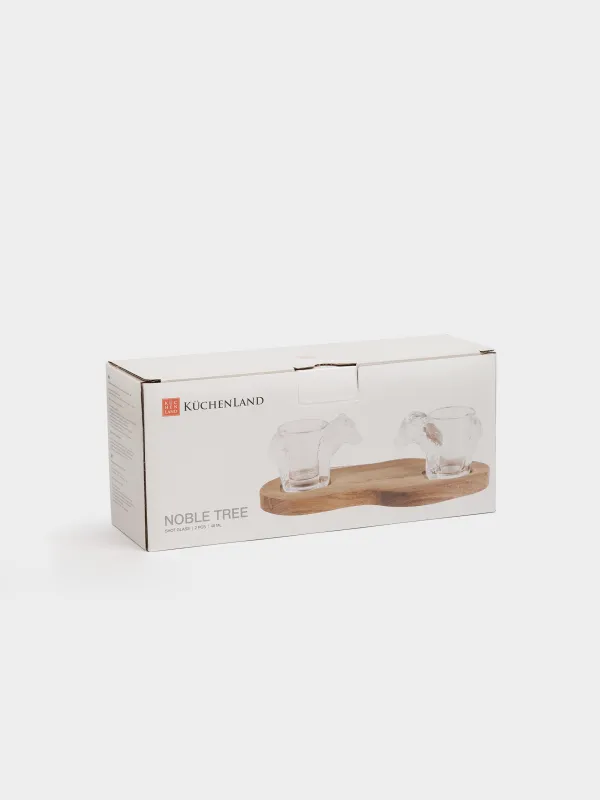 Стопка, 40 мл, 2 шт, на подставке, стекло/дерево, Медведь, Noble tree, image-4